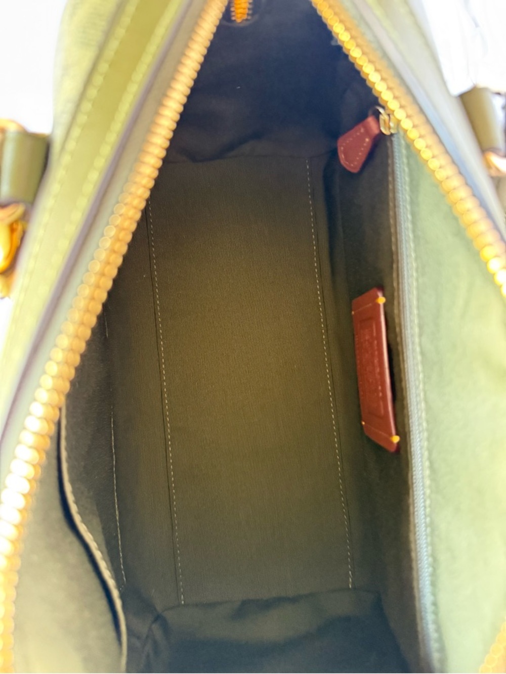 Coach Rowan Satchel Bag Olive/Gold hardware Signature Top Handle Crossbody NWT - Picture 7 of 14
